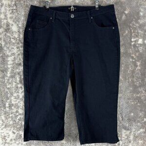 Lee Plus Size 18 Cropped Capri Jean Blue Pants Button Zip Straight Leg Pocket